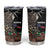 Samoa Siapo Polynesian Art Tumbler Cup Tropical Flowers and Tatau Pattern Brown