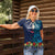 Samoa Siapo Polynesian Art Women Polo Shirt Tropical Flowers and Tatau Pattern Navy