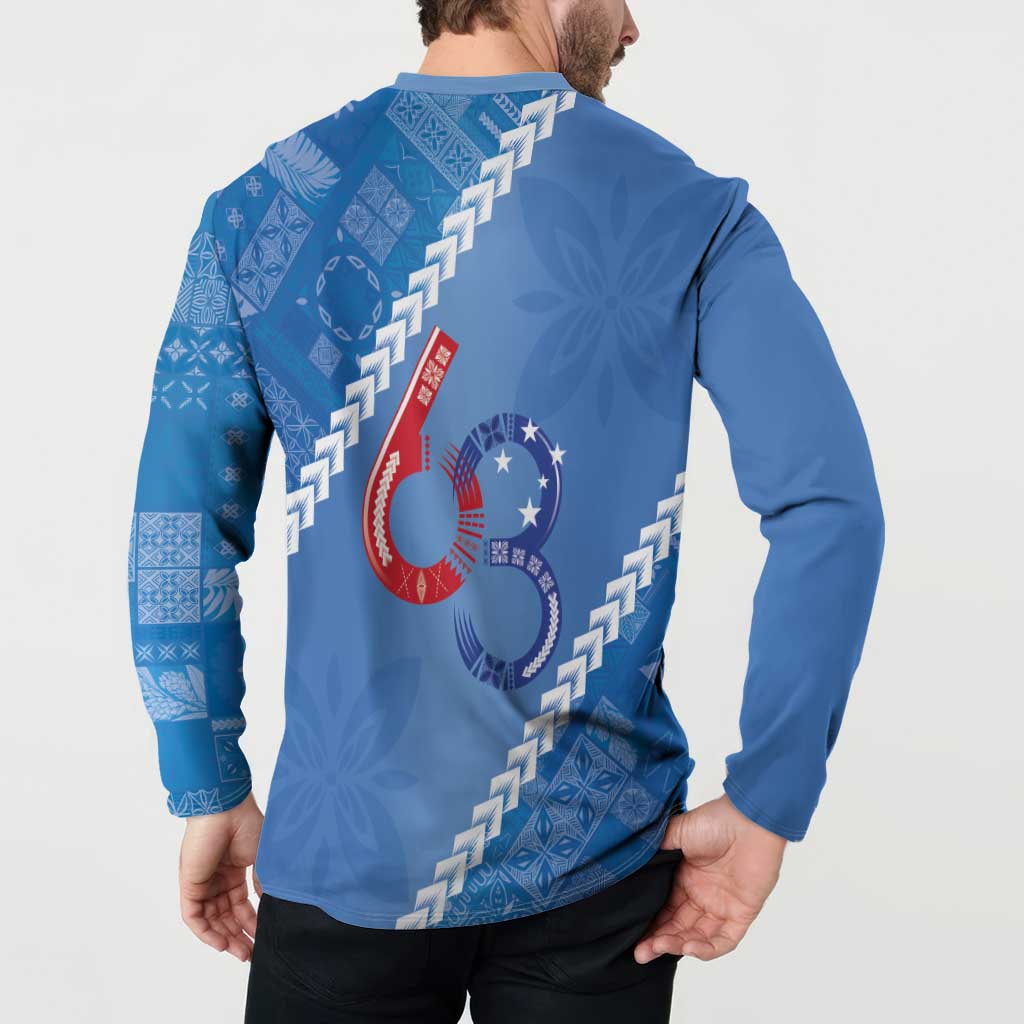 Samoa Independence Day Button Sweatshirt Anniversary 63th-Siapo Art