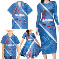 Samoa Independence Day Family Matching Long Sleeve Bodycon Dress and Hawaiian Shirt Anniversary 63th-Siapo Art LT03 - Polynesian Pride
