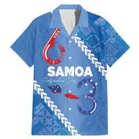 Samoa Independence Day Family Matching Mermaid Dress and Hawaiian Shirt Anniversary 63th-Siapo Art LT03 Dad's Shirt - Short Sleeve Blue - Polynesian Pride