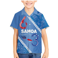 Samoa Independence Day Family Matching Mermaid Dress and Hawaiian Shirt Anniversary 63th-Siapo Art LT03 Son's Shirt Blue - Polynesian Pride