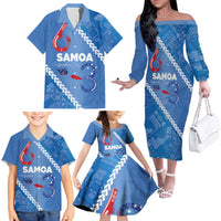 Samoa Independence Day Family Matching Off The Shoulder Long Sleeve Dress and Hawaiian Shirt Anniversary 63th-Siapo Art LT03 - Polynesian Pride