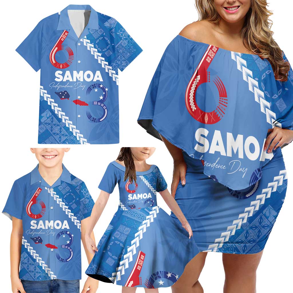Samoa Independence Day Family Matching Off Shoulder Short Dress and Hawaiian Shirt Anniversary 63th-Siapo Art LT03 - Polynesian Pride