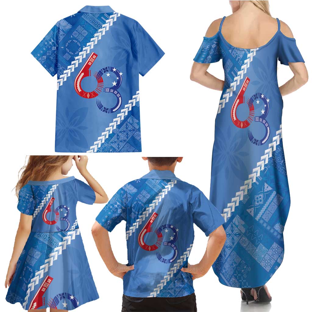 Samoa Independence Day Family Matching Summer Maxi Dress and Hawaiian Shirt Anniversary 63th-Siapo Art LT03 - Polynesian Pride