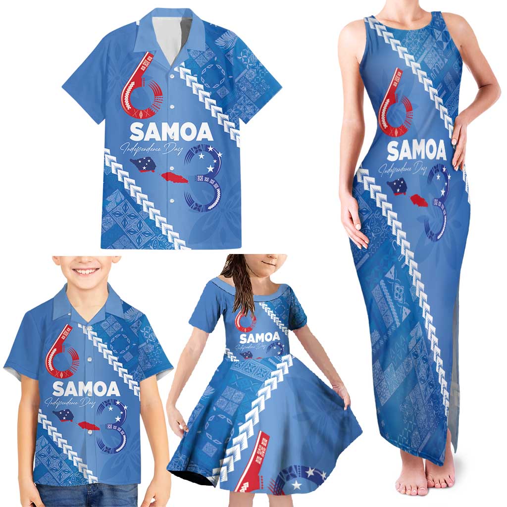 Samoa Independence Day Family Matching Tank Maxi Dress and Hawaiian Shirt Anniversary 63th-Siapo Art LT03 - Polynesian Pride