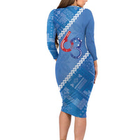 Samoa Independence Day Long Sleeve Bodycon Dress Anniversary 63th-Siapo Art LT03 - Polynesian Pride