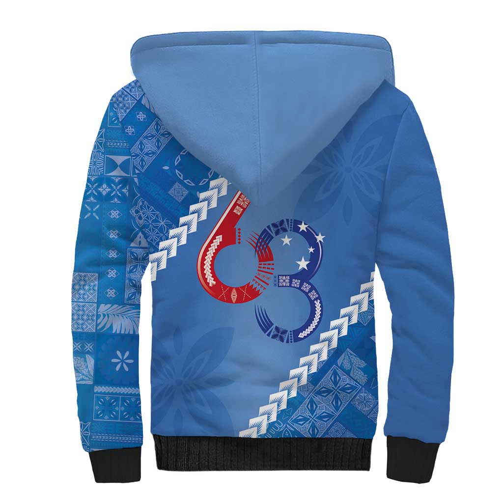 Samoa Independence Day Sherpa Hoodie Anniversary 63th-Siapo Art LT03 - Polynesian Pride