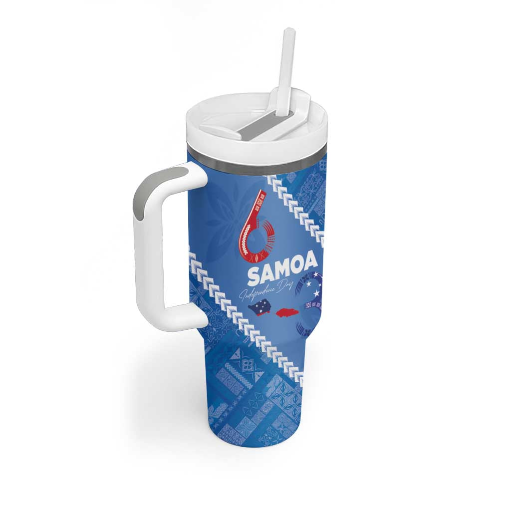 Samoa Independence Day Tumbler With Handle Anniversary 63th-Siapo Art