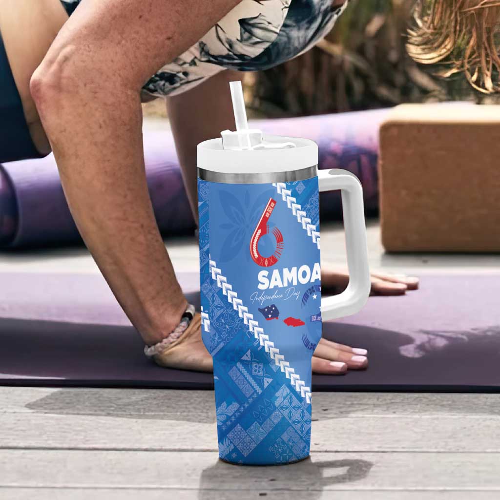 Samoa Independence Day Tumbler With Handle Anniversary 63th-Siapo Art