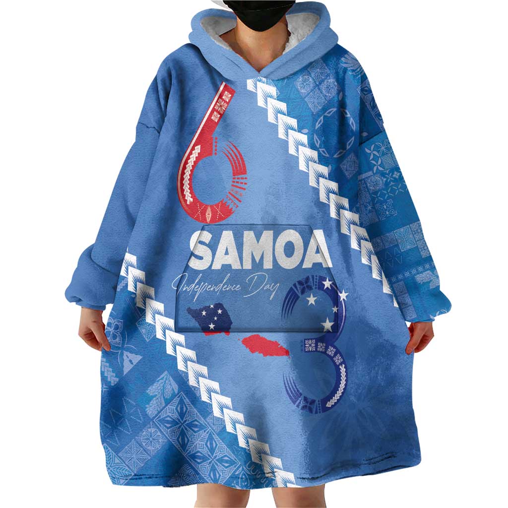 Samoa Independence Day Wearable Blanket Hoodie Anniversary 63th-Siapo Art LT03 - Polynesian Pride