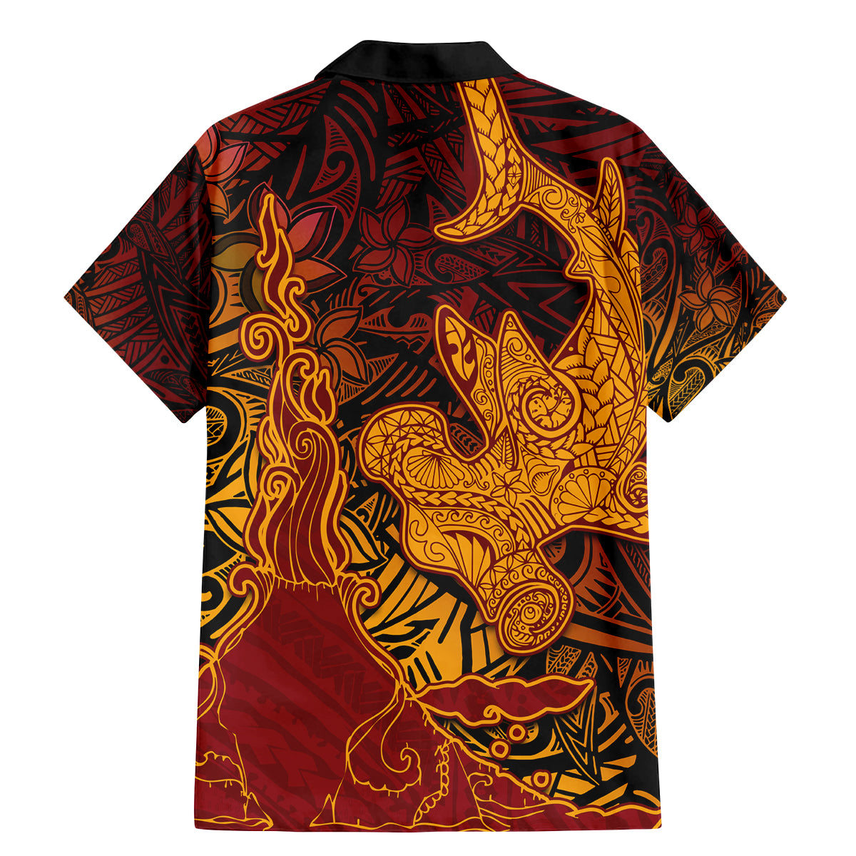 Hawaiian Volcano and Shark Family Matching Mermaid Dress and Hawaiian Shirt Polynesian and Hibiscus Pattern Lava Color LT03 - Polynesian Pride