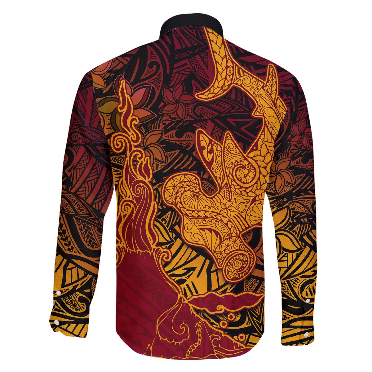 Hawaiian Volcano and Shark Family Matching Mermaid Dress and Hawaiian Shirt Polynesian and Hibiscus Pattern Lava Color LT03 - Polynesian Pride