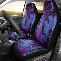 Hawaiian Volcano and Shark Car Seat Cover Polynesian and Hibiscus Pattern Violet Gradient LT03 - Polynesian Pride