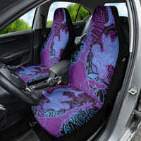 Hawaiian Volcano and Shark Car Seat Cover Polynesian and Hibiscus Pattern Violet Gradient LT03 - Polynesian Pride