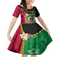 Vanuatu Nakamal and Plumeria Flowers Family Matching Long Sleeve Bodycon Dress and Hawaiian Shirt Polynesian Pattern LT03 Daughter's Dress Black - Polynesian Pride