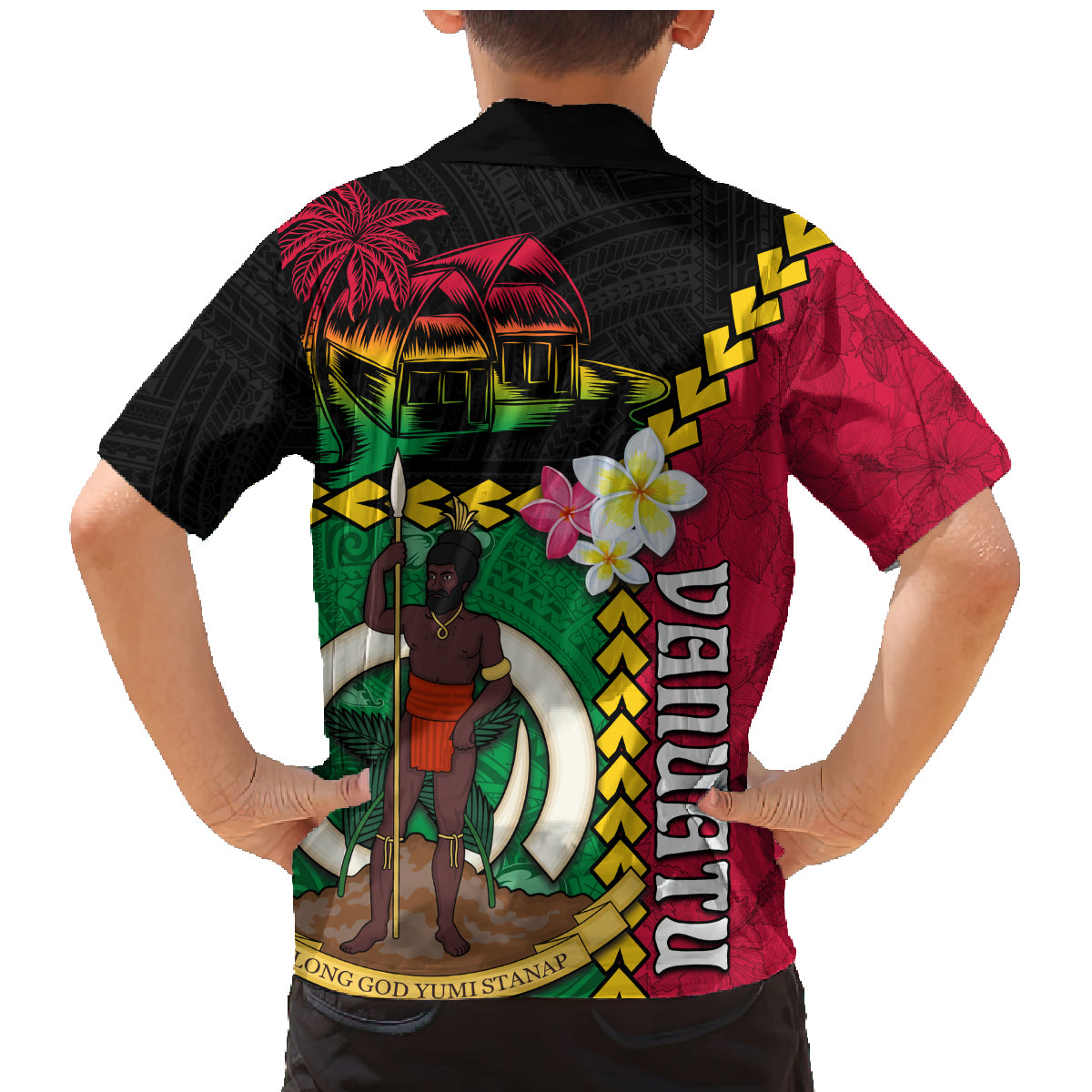 Vanuatu Nakamal and Plumeria Flowers Family Matching Mermaid Dress and Hawaiian Shirt Polynesian Pattern LT03 - Polynesian Pride