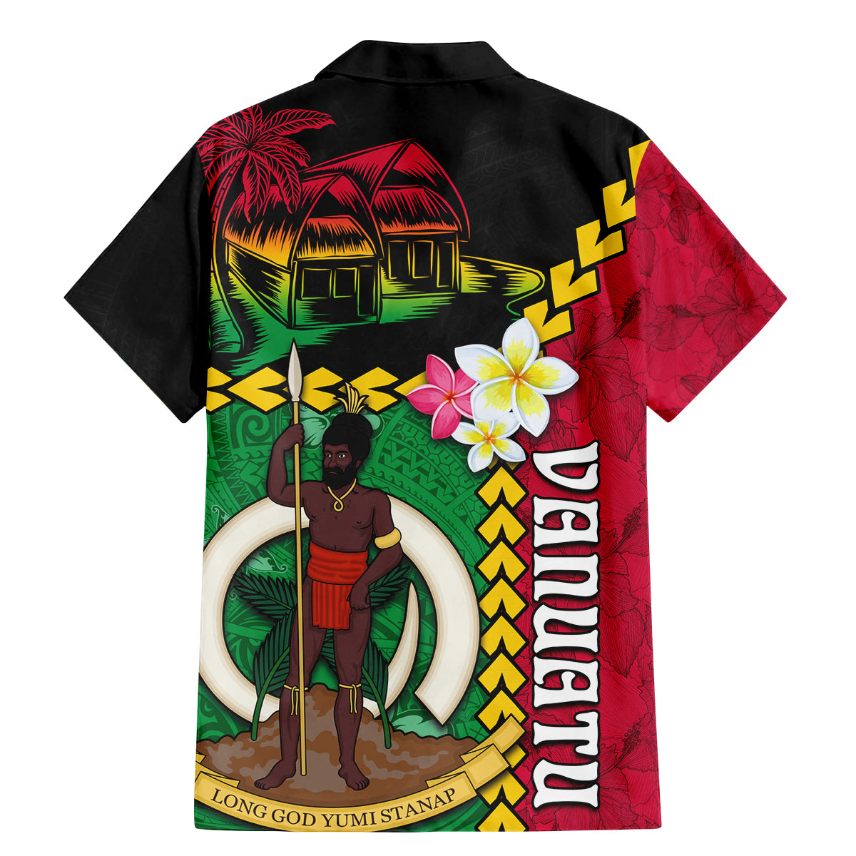 Vanuatu Nakamal and Plumeria Flowers Family Matching Mermaid Dress and Hawaiian Shirt Polynesian Pattern LT03 - Polynesian Pride