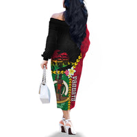 Vanuatu Nakamal and Plumeria Flowers Family Matching Off The Shoulder Long Sleeve Dress and Hawaiian Shirt Polynesian Pattern LT03 - Polynesian Pride