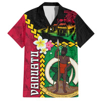 Vanuatu Nakamal and Plumeria Flowers Family Matching Off Shoulder Maxi Dress and Hawaiian Shirt Polynesian Pattern LT03 Dad's Shirt - Short Sleeve Black - Polynesian Pride