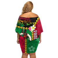 Vanuatu Nakamal and Plumeria Flowers Family Matching Off Shoulder Short Dress and Hawaiian Shirt Polynesian Pattern LT03 - Polynesian Pride