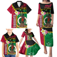 Vanuatu Nakamal and Plumeria Flowers Family Matching Puletasi and Hawaiian Shirt Polynesian Pattern LT03 - Polynesian Pride