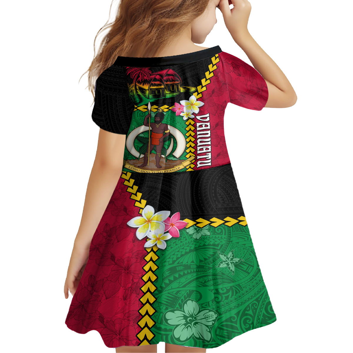 Vanuatu Nakamal and Plumeria Flowers Family Matching Tank Maxi Dress and Hawaiian Shirt Polynesian Pattern LT03 - Polynesian Pride