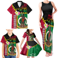 Vanuatu Nakamal and Plumeria Flowers Family Matching Tank Maxi Dress and Hawaiian Shirt Polynesian Pattern LT03 - Polynesian Pride