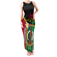 Vanuatu Nakamal and Plumeria Flowers Family Matching Tank Maxi Dress and Hawaiian Shirt Polynesian Pattern LT03 Mom's Dress Black - Polynesian Pride