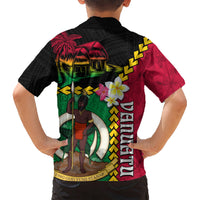 Vanuatu Nakamal and Plumeria Flowers Kid Hawaiian Shirt Polynesian Pattern