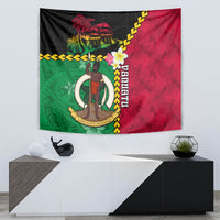 Vanuatu Nakamal and Plumeria Flowers Tapestry Polynesian Pattern