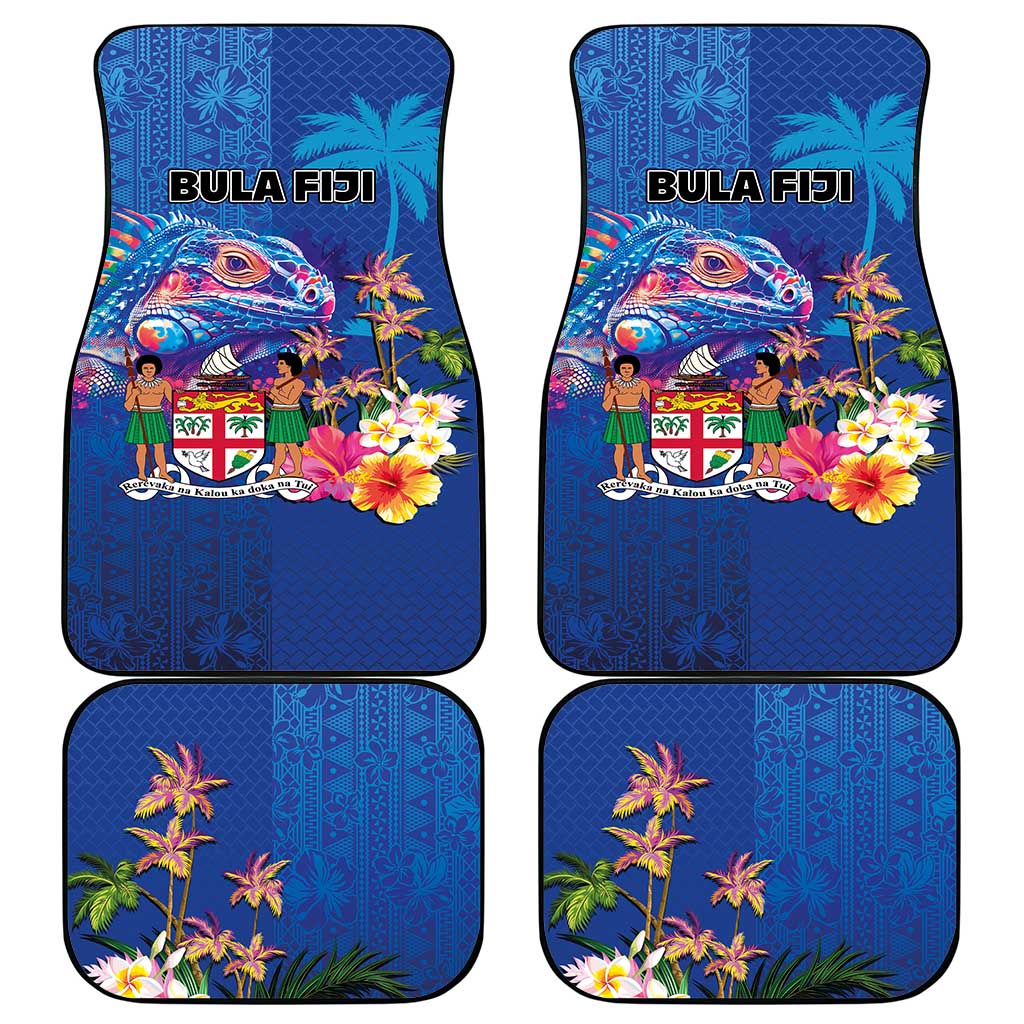 Fiji Bula Car Mats Tropical Plants with Palm Tree and Iguana Colorful LT03 - Polynesian Pride