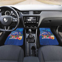 Fiji Bula Car Mats Tropical Plants with Palm Tree and Iguana Colorful LT03 Set 2pcs - Front Blue - Polynesian Pride