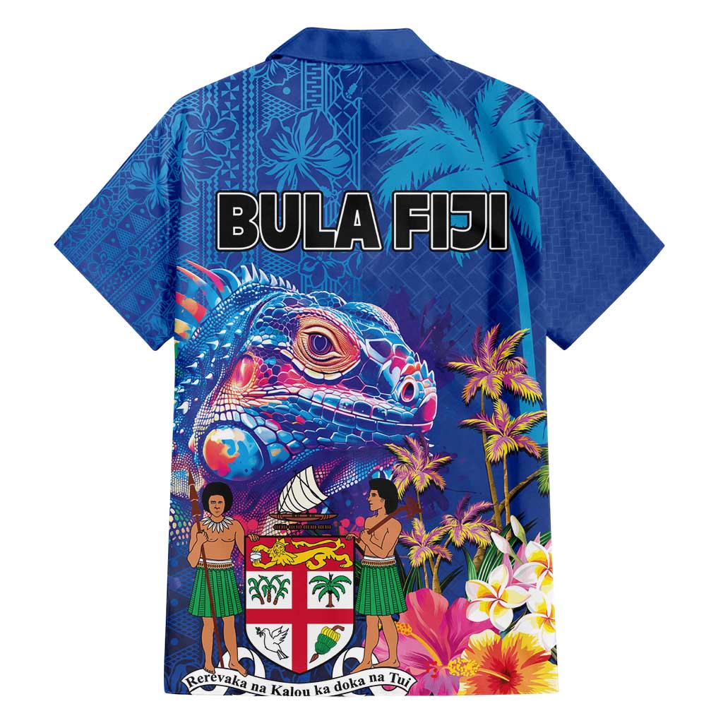 Fiji Bula Family Matching Summer Maxi Dress and Hawaiian Shirt Tropical Plants with Palm Tree and Iguana Colorful LT03 - Polynesian Pride
