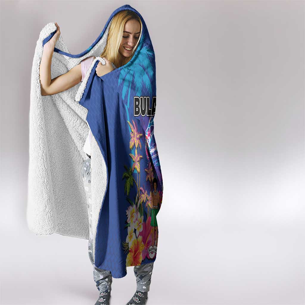 Fiji Bula Hooded Blanket Tropical Plants with Palm Tree and Iguana Colorful