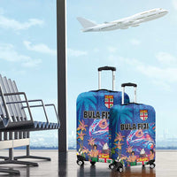 Fiji Bula Luggage Cover Tropical Plants with Palm Tree and Iguana Colorful