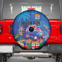 Fiji Bula Spare Tire Cover Tropical Plants with Palm Tree and Iguana Colorful LT03 - Polynesian Pride