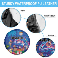Fiji Bula Spare Tire Cover Tropical Plants with Palm Tree and Iguana Colorful LT03 - Polynesian Pride