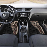 Fiji Traditional Masi Car Mats Tapa Art Palm Leaves Pattern LT03 Set 2pcs - Front Brown - Polynesian Pride