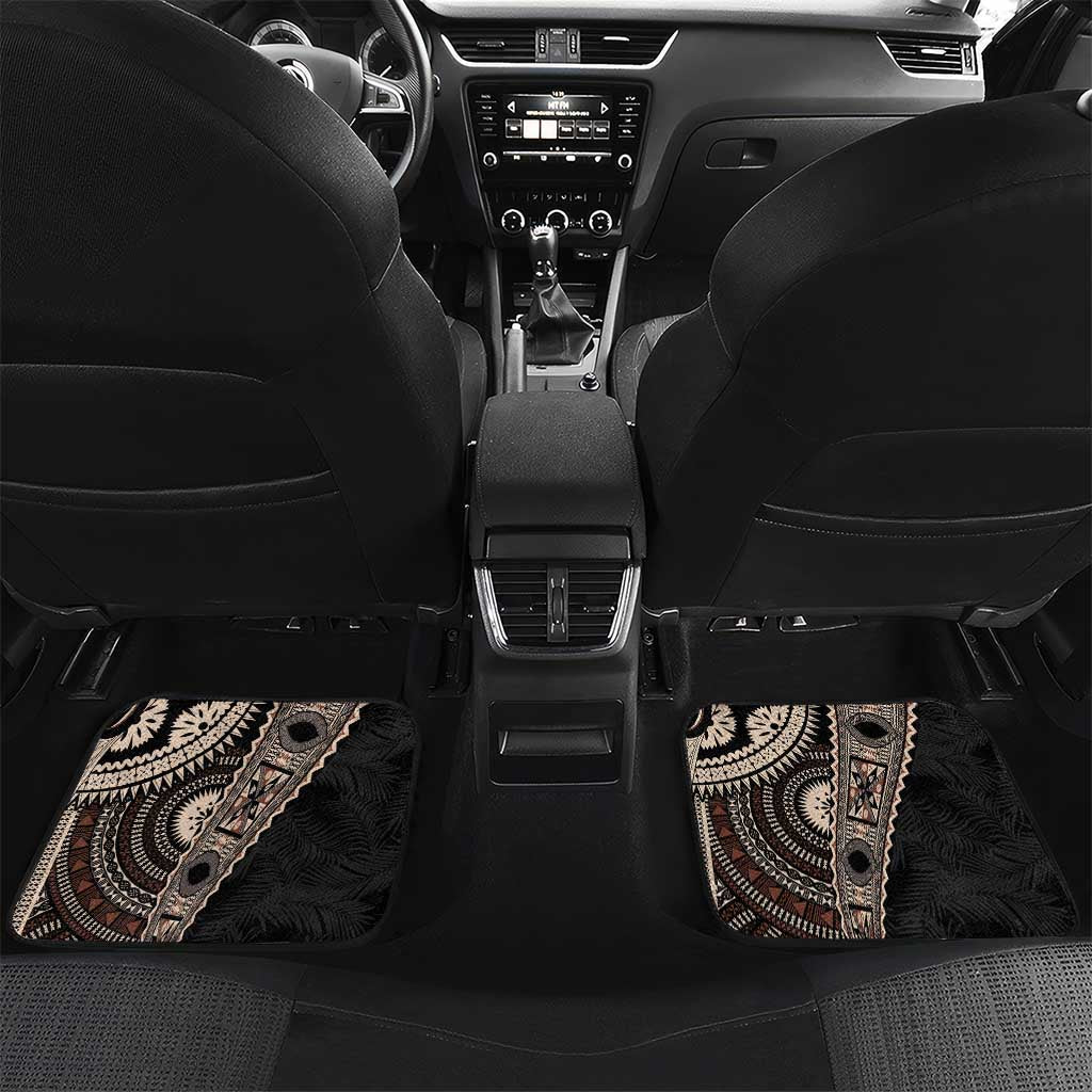 Fiji Traditional Masi Car Mats Tapa Art Palm Leaves Pattern LT03 Set 2pcs - Back Brown - Polynesian Pride