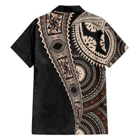 Fiji Traditional Masi Family Matching Off Shoulder Maxi Dress and Hawaiian Shirt Tapa Art Palm Leaves Pattern LT03 - Polynesian Pride