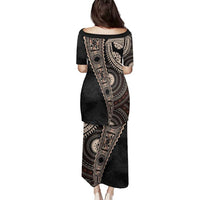 Fiji Traditional Masi Family Matching Puletasi and Hawaiian Shirt Tapa Art Palm Leaves Pattern LT03 - Polynesian Pride