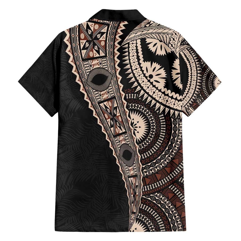 Fiji Traditional Masi Family Matching Summer Maxi Dress and Hawaiian Shirt Tapa Art Palm Leaves Pattern LT03 - Polynesian Pride