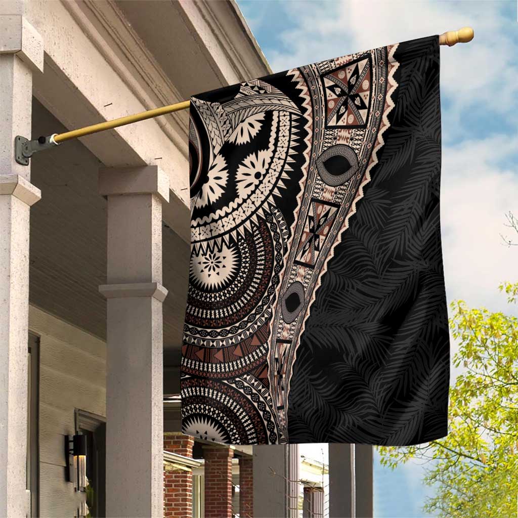 Fiji Traditional Masi Garden Flag Tapa Art Palm Leaves Pattern LT03 House Flag Brown - Polynesian Pride