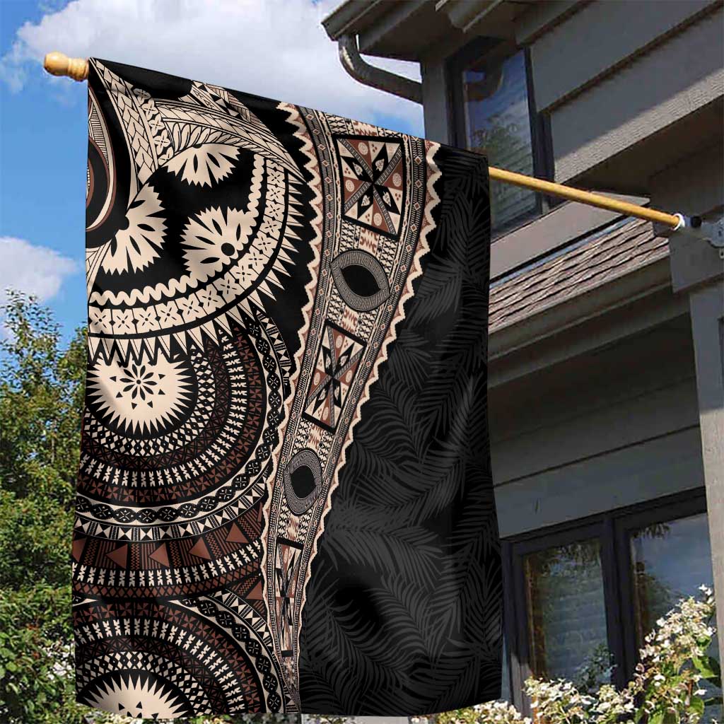 Fiji Traditional Masi Garden Flag Tapa Art Palm Leaves Pattern LT03 - Polynesian Pride