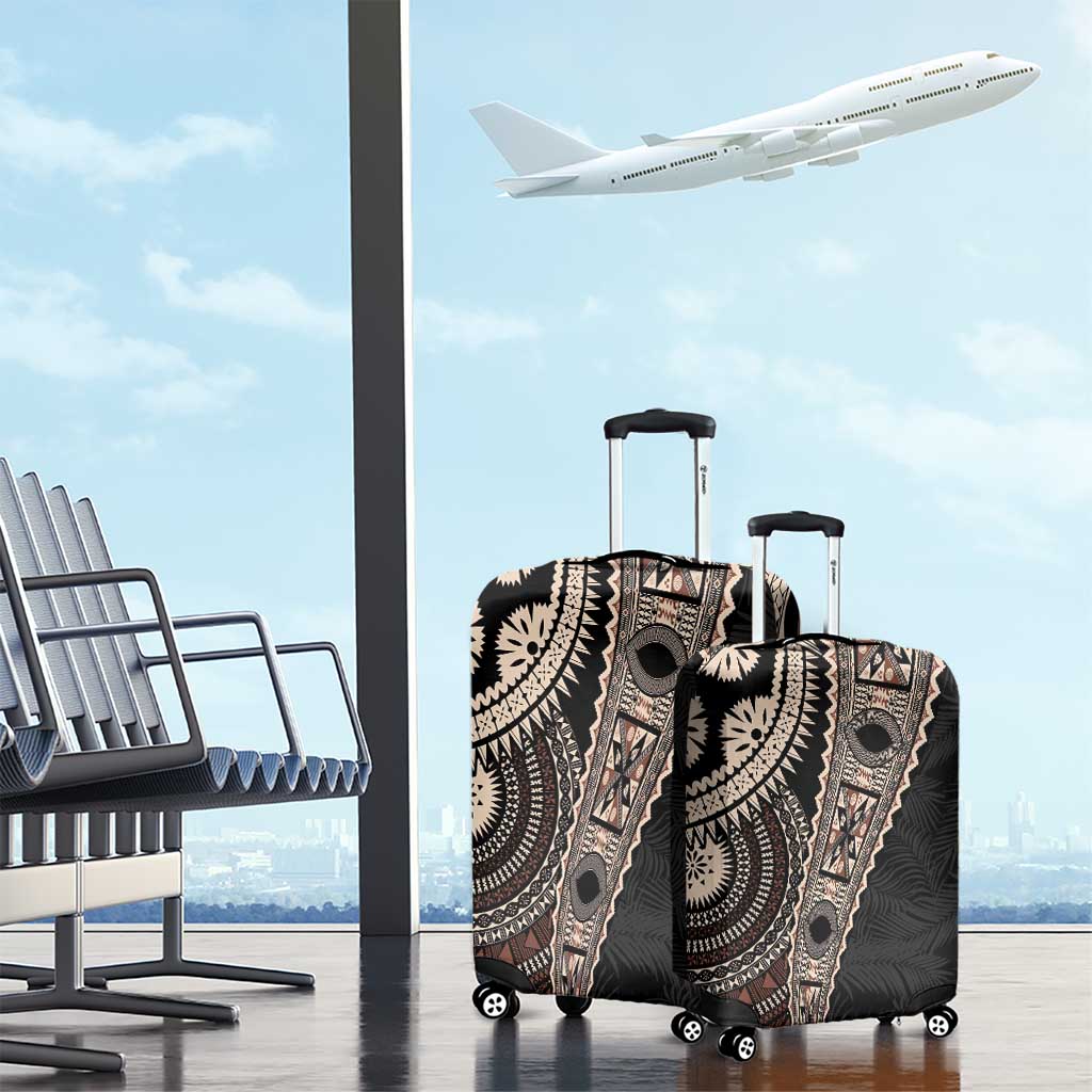 Fiji Traditional Masi Luggage Cover Tapa Art Palm Leaves Pattern