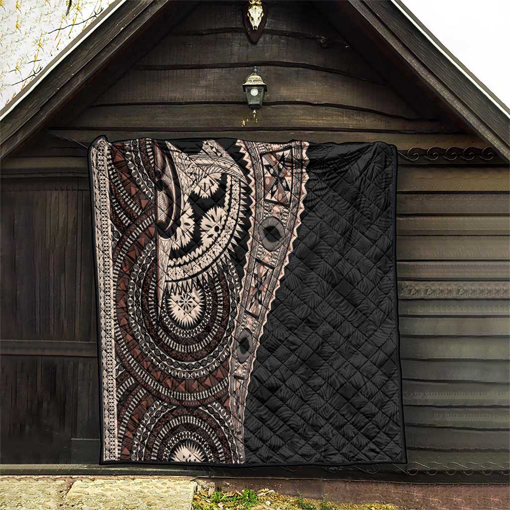 Fiji Traditional Masi Quilt Tapa Art Palm Leaves Pattern