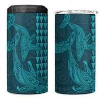 Aloha Hawaii Whale Kakau and Polynesian Tattoo 4 in 1 Can Cooler Tumbler Turquoise Color LT03 One Size: 16 oz Turquoise - Polynesian Pride