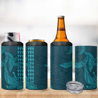 Aloha Hawaii Whale Kakau and Polynesian Tattoo 4 in 1 Can Cooler Tumbler Turquoise Color LT03 - Polynesian Pride