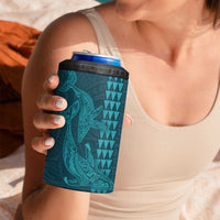 Aloha Hawaii Whale Kakau and Polynesian Tattoo 4 in 1 Can Cooler Tumbler Turquoise Color LT03 - Polynesian Pride